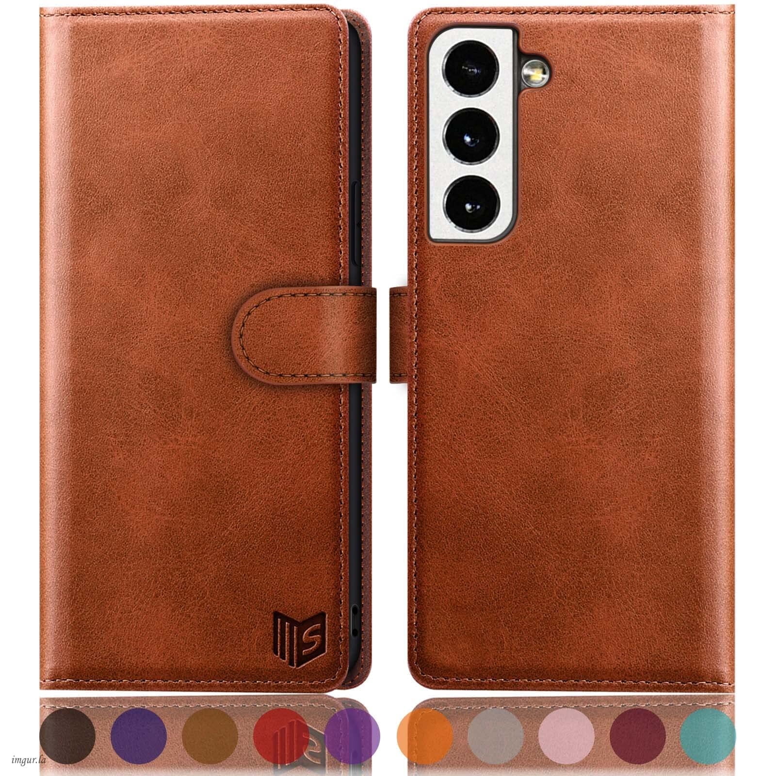 SUANPOT For Samsung Galaxy S22 Wallet Case with RFID Blocking Credit Card Holder,Light Brown