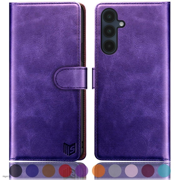 SUANPOT For Samsung Galaxy A16 Wallet Case with RFID Blocking Credit Card Holder,Purple