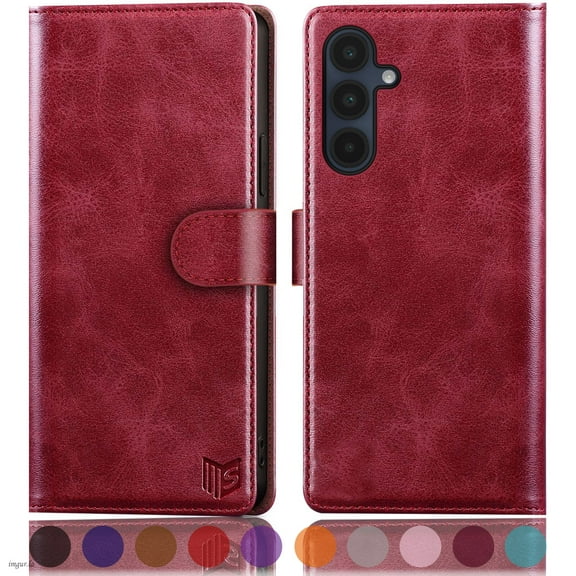 SUANPOT For Samsung Galaxy A16 Wallet Case with RFID Blocking Credit Card Holder,Red