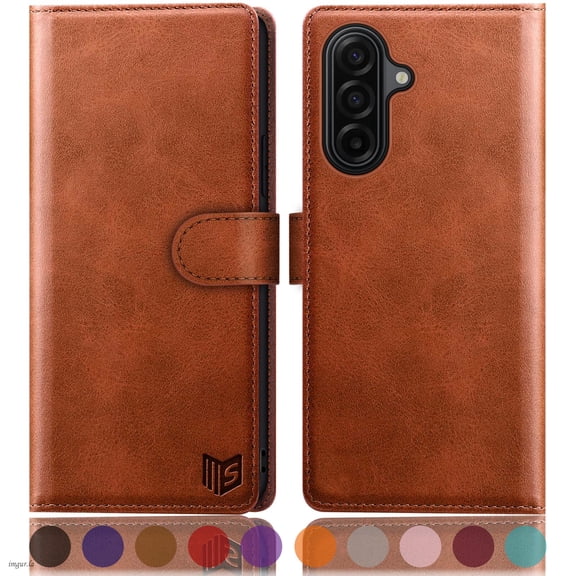 SUANPOT For Samsung Galaxy A17 Wallet Case with RFID Blocking Credit Card Holder,Light Brown