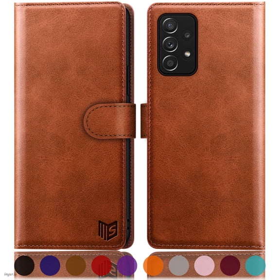 SUANPOT For Samsung Galaxy A53 Wallet Case with RFID Blocking Credit Card Holder,Light Brown