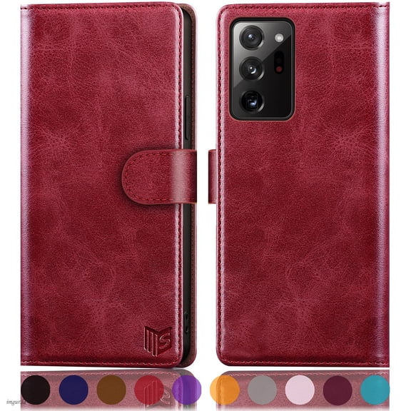 SUANPOT For Samsung Galaxy Note 20 Ultra Wallet Case with RFID Blocking Credit Card Holder,Red