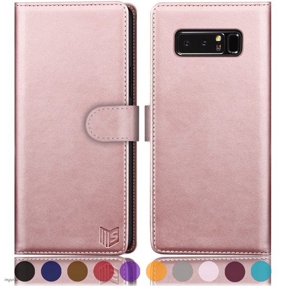 SUANPOT For Samsung Galaxy Note 8 Wallet Case with RFID Blocking Credit Card Holder,Rose Gold
