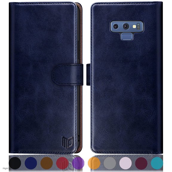 SUANPOT For Samsung Galaxy Note 9 Wallet Case with RFID Blocking Credit Card Holder,Blue