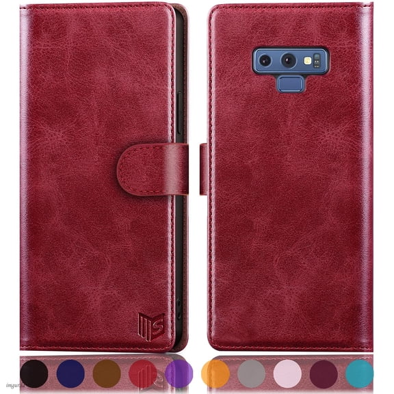 SUANPOT For Samsung Galaxy Note 9 Wallet Case with RFID Blocking Credit Card Holder,Red