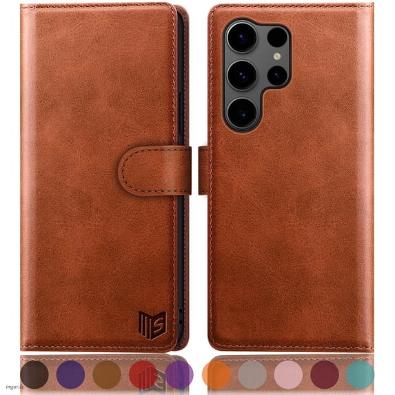 SUANPOT For Samsung Galaxy S25 Ultra Wallet Case with RFID Blocking Credit Card Holder,Light Brown