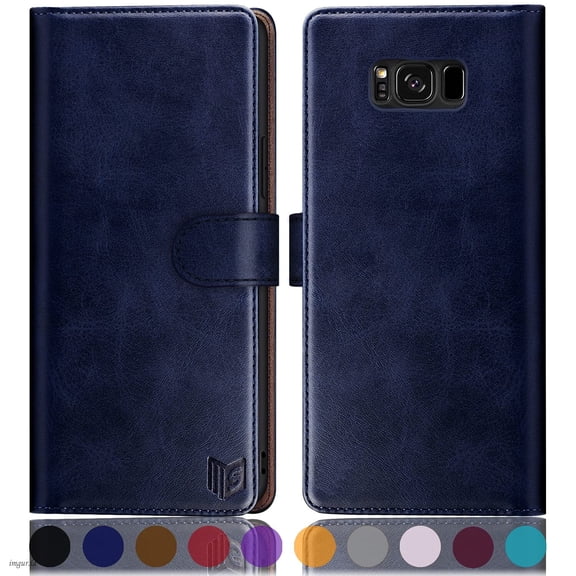 SUANPOT For Samsung Galaxy S8 Plus Wallet Case with RFID Blocking Credit Card Holder,Blue