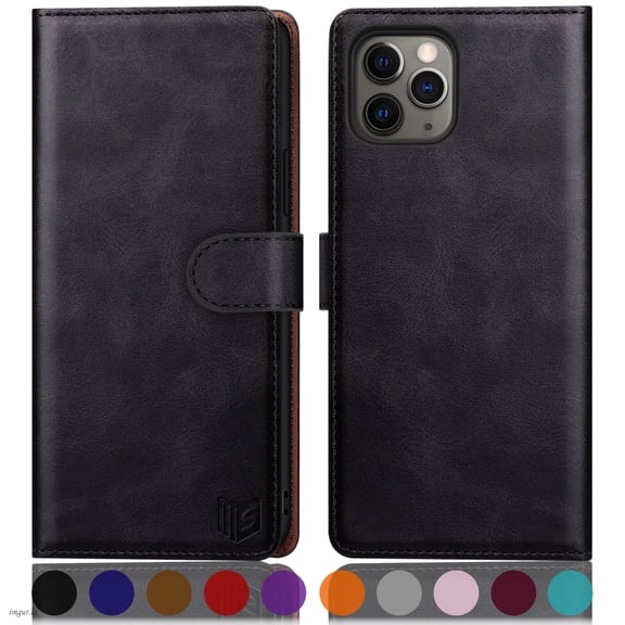 SUANPOT For iPhone 11 Pro Wallet Case with RFID Blocking Credit Card Holder,Black