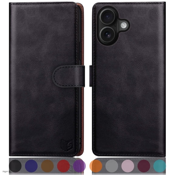 SUANPOT For iPhone 17 Wallet Case with RFID Blocking Credit Card Holder,Black