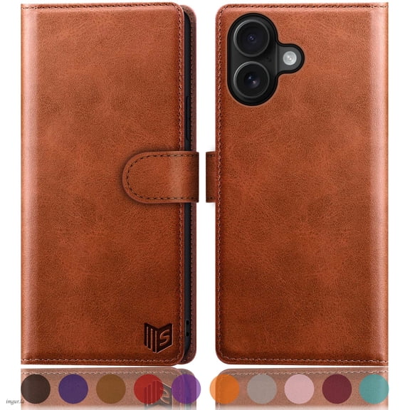 SUANPOT For iPhone 17 Wallet Case with RFID Blocking Credit Card Holder,Light Brown
