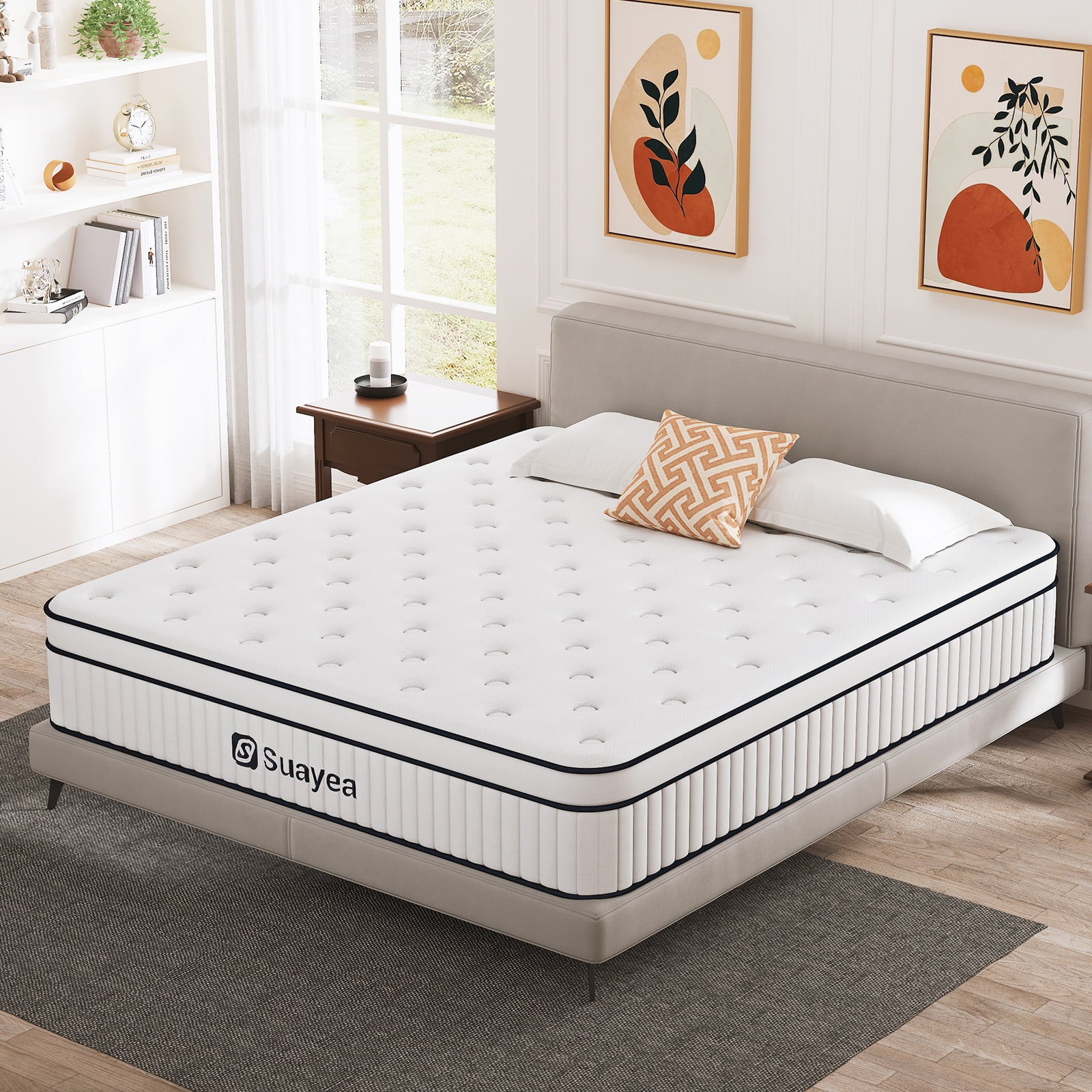 SUAYEA 14 Inch California King Hybrid Mattress - Gel Memory Foam ...