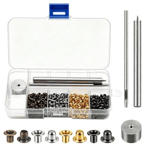 SUBAI 800 Pcs 2Mm Metal Eyelets Set,Copper Mini Grommet Kit with 3 Pcs Install Tool,Leather Grommet Kit for Clothes,Shoes,Bags&Diy Crafts