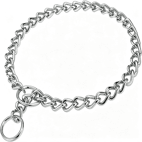 SUBAI Chain Dog Choker Collar for Large Dogs, Metal Slip Link Training Heavy Duty Dog Choke Collar Martingale Puppy Collars for Small Medium Large Big Xl Breed Dogs (Silver, L)