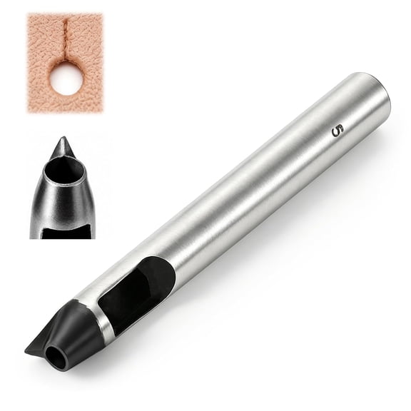 SUBAI Leather Button Hole Punch .45# Steel Professional Button Punch Tool Kit for Leather .Fabric .Diy Craft Projects .Beginners&Leatherworkers(5Mm)Leather Punch