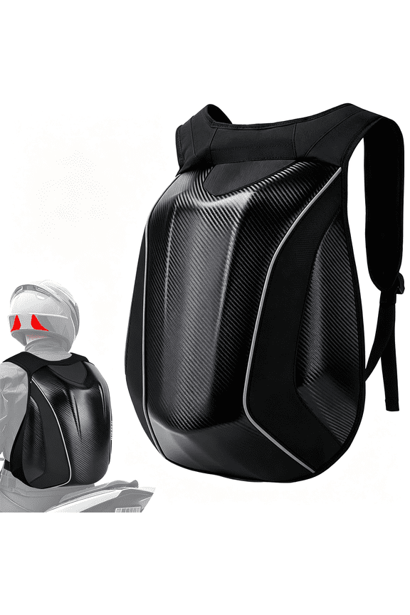 Motorcycle Backpack,30L Hardshell Carbon Fiber Pattern Waterproof Helmet Backpack for Men Riding Bag for Travel Daily Storage Motorcycles Accessories Motorcycle Backpacks for Men