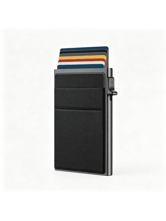 Ultra-Slim Metal Wallet for Men - Rfid Blocking Minimalist Up Card Holder, Elastic Pocket for Cash and Durable Metal Wallet