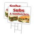 thumbnail image 1 of SUBS & SANDWICHES 2 Pack Of 12" x 16" Yard Sign & Stake | Advertise Your Business | Stake Included Image On Front Only | Made in The USA, 1 of 3