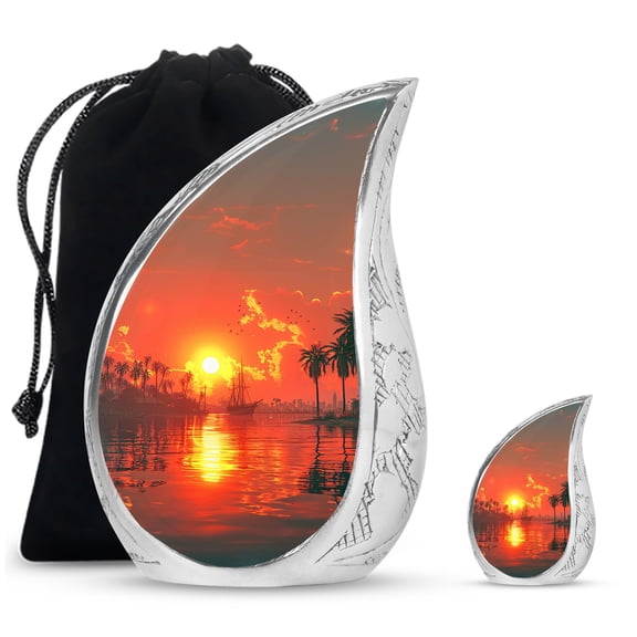 SUBSH A Nautical Dawn In The Crimson Harbor - Cremation Keepsake Urns For Ashes - Urns For Adult Female - Small Ashes Keepsake - Combo 1 Large & 1 Small - Urn For Ashes Small