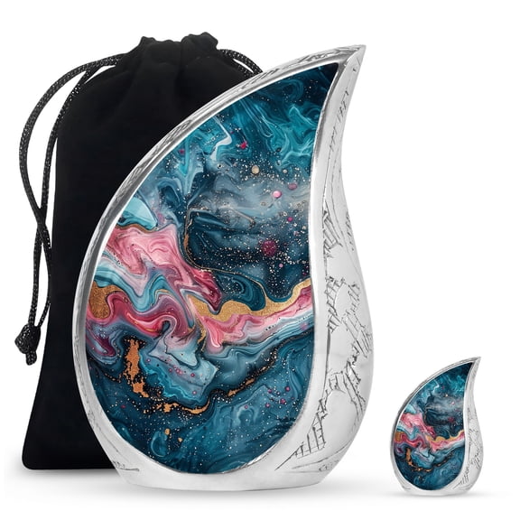 SUBSH Abstract Cremation Urns For Ashes For Men - Urn For Human Ashes Adult Male - Burial Urns Urn For Ashes For Women - Combo 1 Large & 1 Small - Urns For Mom Ashes - Cremation Urns
