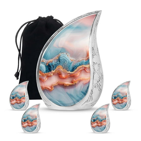 SUBSH Abstract Urn For Ashes Adult Male - Urn For Son - Urns Human Ashes - Combo 1 Large & 4 Small - Urn For Human Ashes Adult Female Mom - Cremation Urns For Men - Cremation Urns For Adult Ashes