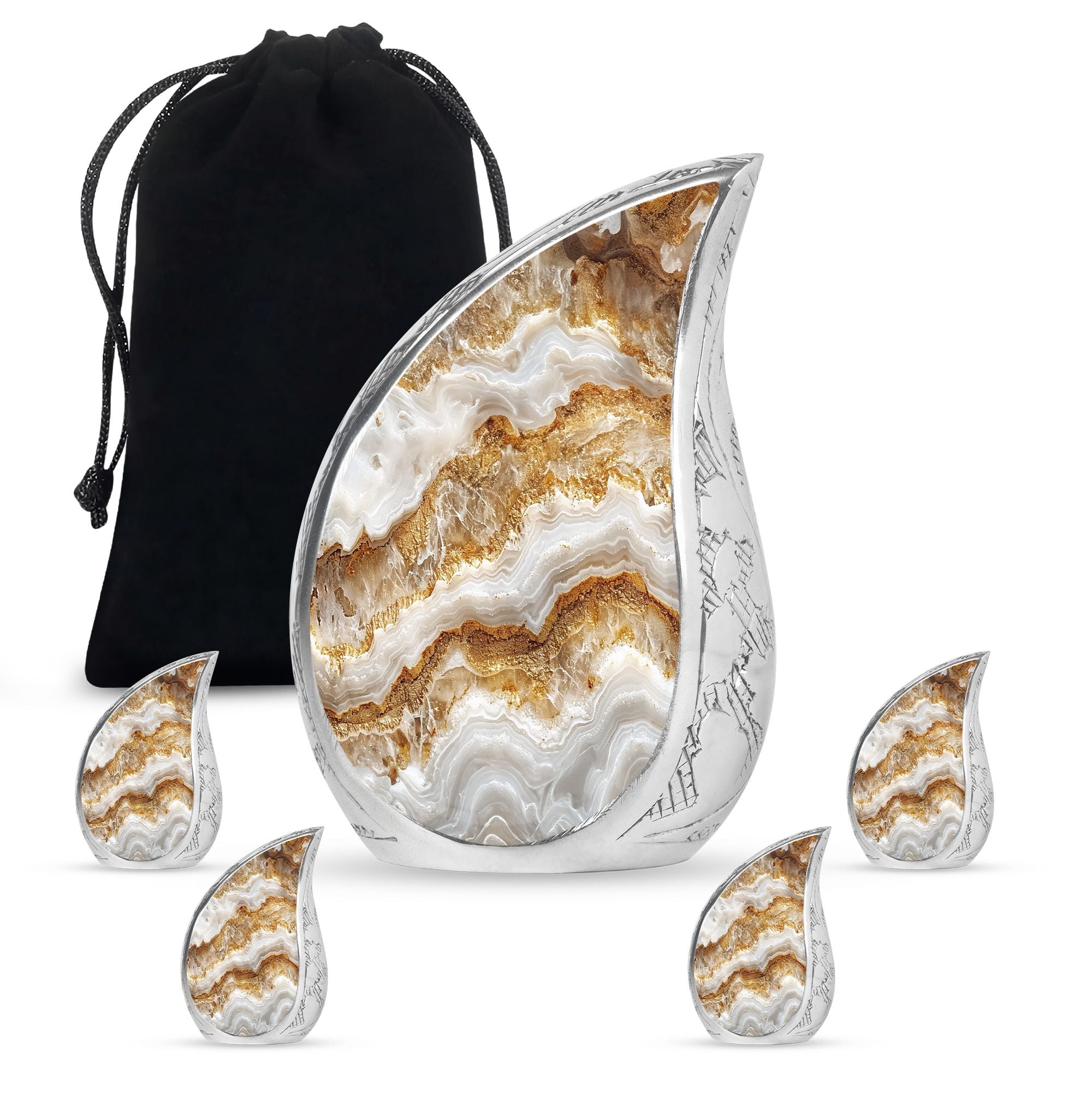 SUBSH Abstract Urns For Ashes Keepsake - Decorative Urns For Human Ashes - Funeral Urn - Combo 1 Large & 4 Small - Memorial Urns - Cremation Urn - Urns For Ashes Adult Female