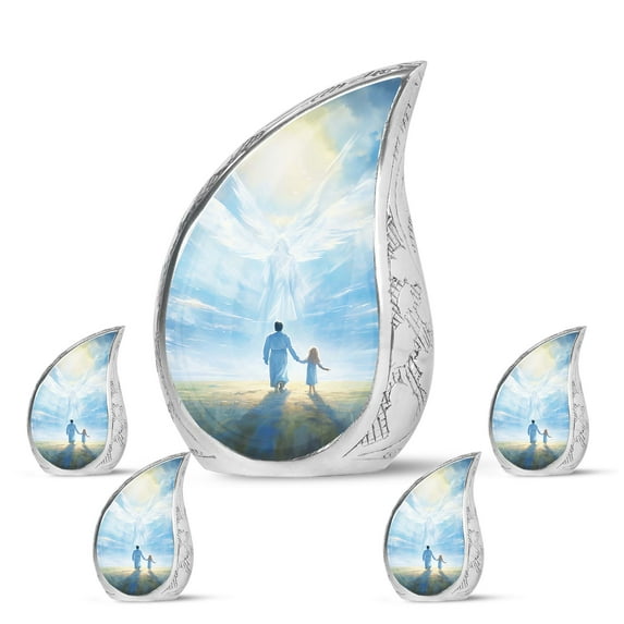 SUBSH Angle Small Keepsake Cremation Urns - Urns For Mom - Funeral Urns For Adult Ashes Men - Combo 1 Large & 4 Small - Burial Urns Urn For Ashes For Women - Cremation Keepsake Urns For Ashes
