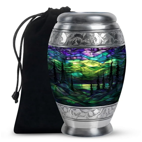 SUBSH Aurora Borealis Northern Lights Cremation Urns - Urns for Human Ashes Large Adult - Cremation Urns for Burial - Funeral Urn - Ash Holders (10 INCH Pack of 1) -