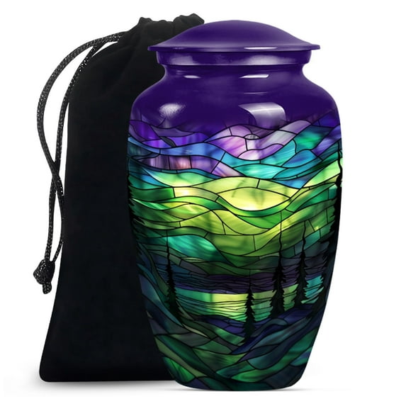 SUBSH Aurora Borealis Northern Lights Cremation Urns - Urns for Human Ashes Large Adult - Urns for Ashes Adult Female Mother - Funeral Urn - Ash Holders (10 INCH Pack of 1)