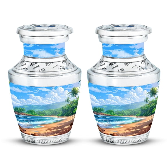 SUBSH Beach Urn - Mini Urns for Human Ashes - Cremation Urn for Adults - Urns for Ashes Adult Female Mom - Urn for Adult Male (3 inch Pack of 2)