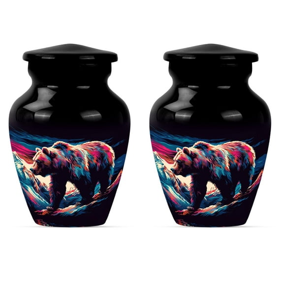 SUBSH Bear Urn - Cremation Keepsakes for Ashes - Urns for Ashes Adult Female Mother - Memorial Urn - Urns for Ashes Adult Female Mom - Urns for Human Ashes Adult Male Dad (3 inch Pack of 2)