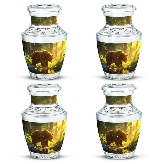 SUBSH Bear Urn - Small Urn - Human Urns for Ashes - Adult Urns for Human Ashes Men - Funeral Cremation Urns for Ashes (3 inch Pack of 4)