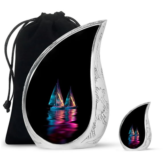 SUBSH Boat Small Keepsake Cremation Urns - Funeral Urns For Ashes - Urns For Burial - Combo 1 Large & 1 Small - Small Keepsake Urns - Cremation Urns Small - Cremation Keepsake Urns For Ashes