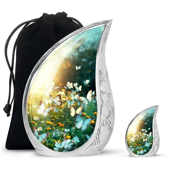 SUBSH Butterfly - Cremation Urns - Urn Small For Human Ashes - Funeral Urn - Combo 1 Large & 1 Small - Small Urn For Ashes - Keepsake Urns For Ashes Small - Decorative Funeral Urn