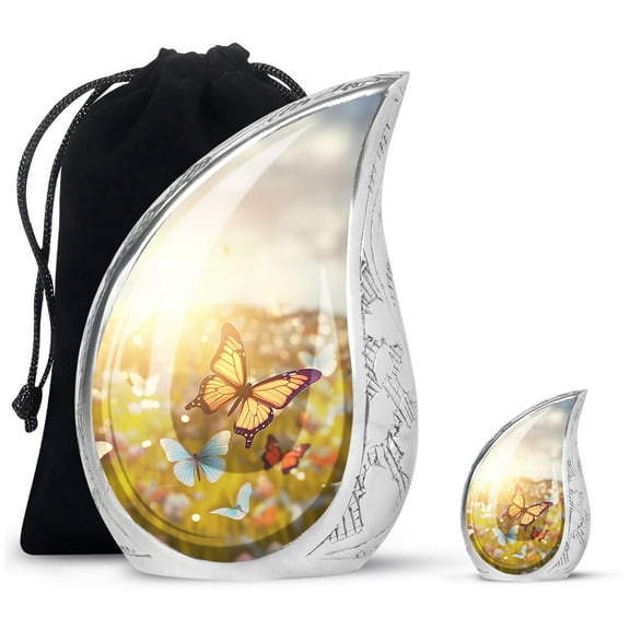 SUBSH Butterfly - Urn For Adult Male - Urn Keepsake For Human Ashes - Urn For Ashes Adult Male - Combo 1 Large & 1 Small - Cremation Urns For Women - Funeral Urns For Ashes