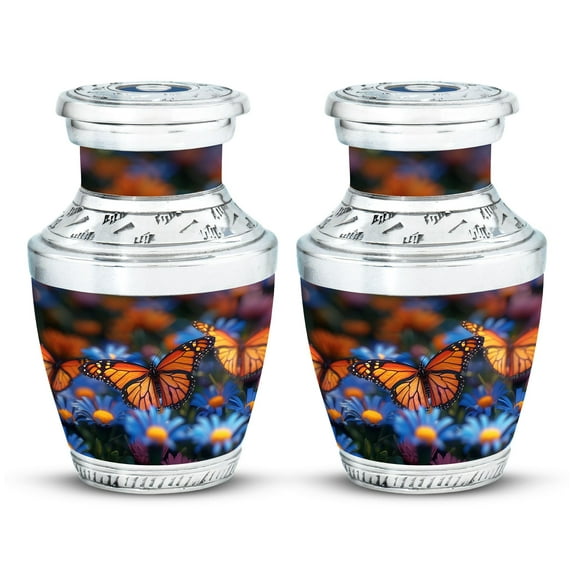 SUBSH Butterfly Urn for Ashes - Small Urns for Human Ashes - Funeral Cremation Urns for Ashes - Cremation Urns for Ashes - Cremation Companion Urns (3 inch Pack of 2)