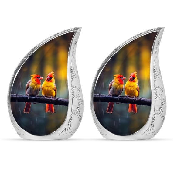 SUBSH Cardinal Bird Adult Urns For Human Ashes Men - Small Urn For Human Ashes - Urn For Adult Woman - Pack Of 2 - Urn Decorations - Cremation Urns For Burial - Cremation Urns For Men