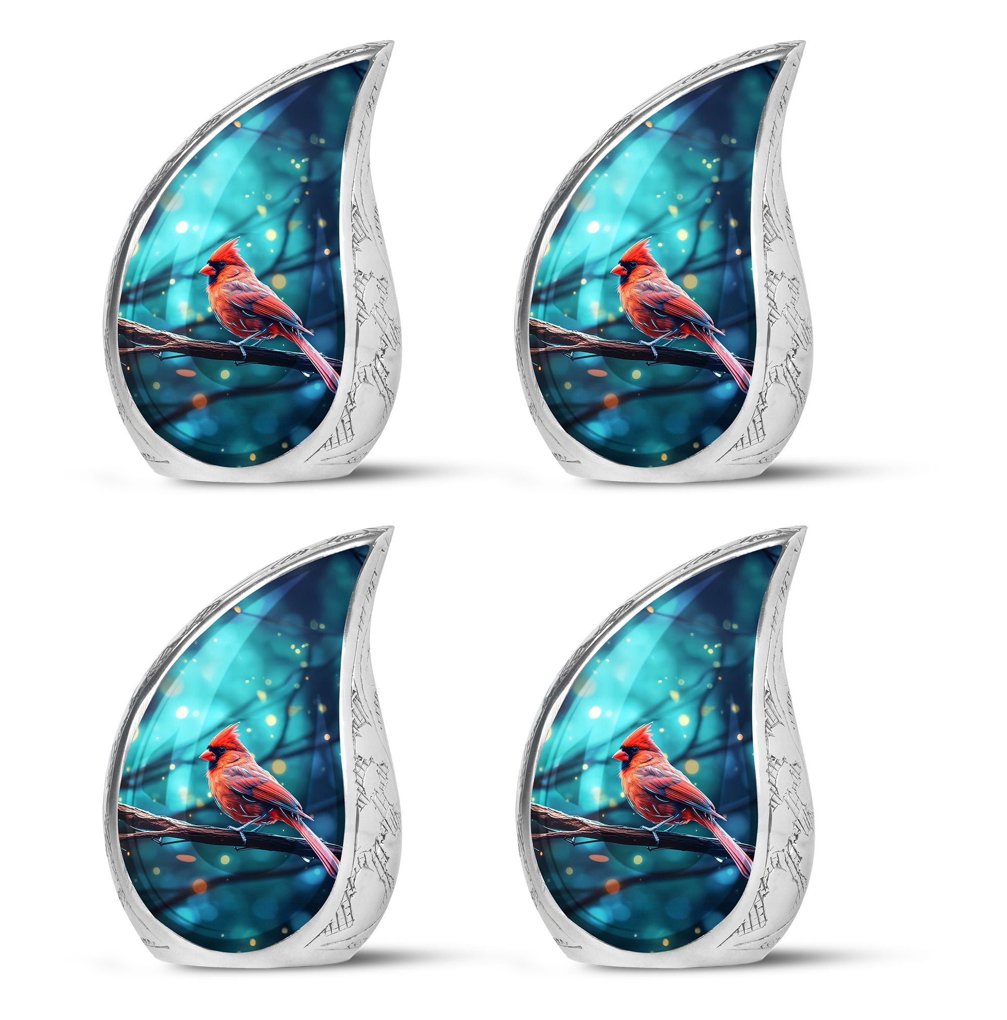 JAGASY Small Cremation Urn For Ashes - Cardinal Bird Keepsake Urn, 3 Inch, 4 Pieces Set - View #5