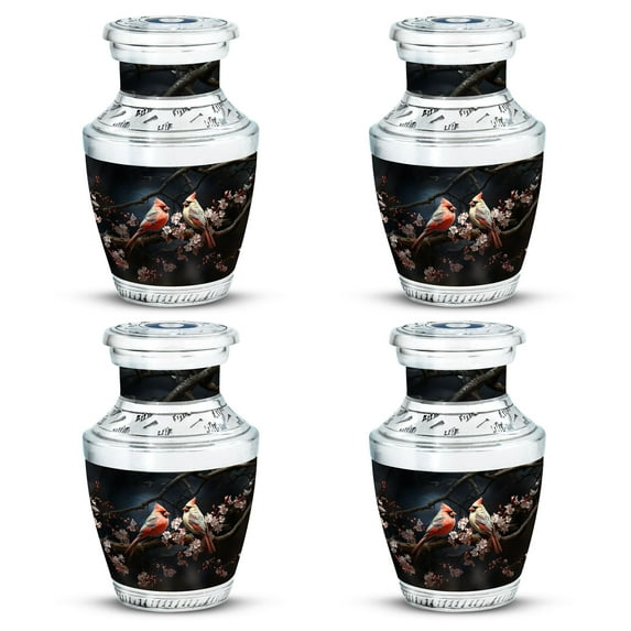 SUBSH Cardinal Urn Small - Keepsake Urns for Human Ashes - Companion Urn - Cremation Urn Human Ashes - Urns for Human Ashes Adult Female Mom (3 inch Pack of 4)