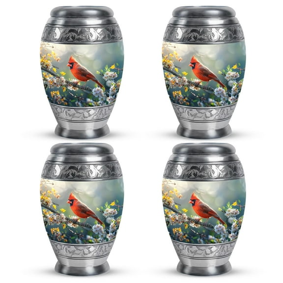 SUBSH Cardinal Urn Small - Memorial Keepsakes for Ashes - Urns for Ashes Adult Female Mom - Adult Urns for Human Ashes Men - Cremation Companion Urns - (3 inch Pack of 4)
