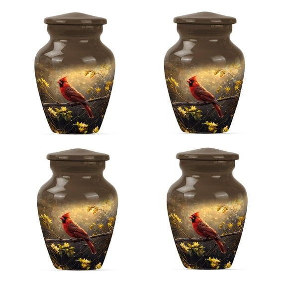 SUBSH Cardinal Urn Small - Mini Urns for Ashes - Funeral Urns for Adult Ashes Women - Funeral Cremation Urns for Ashes - Urns for Ashes Adult Female Mother - (3 inch Pack of 4)