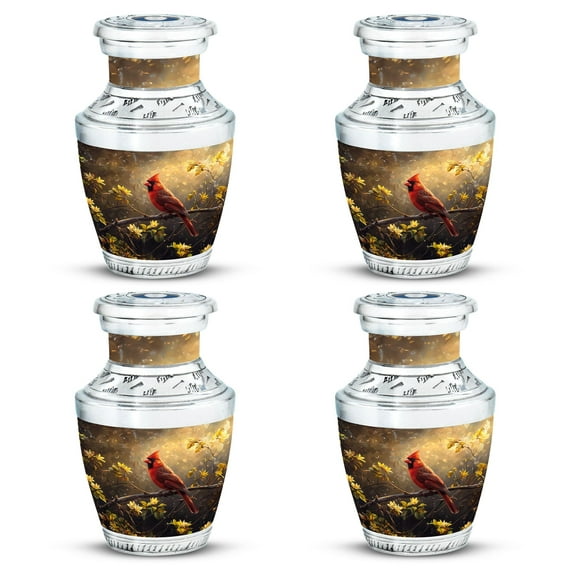 SUBSH Cardinal Urn Small - Mini Urns for Ashes - Ash Holders for Human Ashes - Funeral Urn Ashes - Cremation Urns for Men (3 inch Pack of 4)