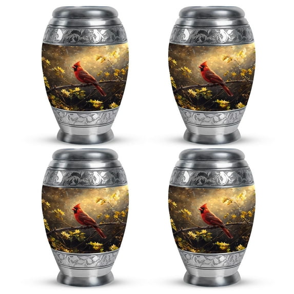 SUBSH Cardinal Urn Small - Mini Urns for Ashes - Cremation Companion Urns - Cremation Urn Human Ashes - Cremation Urns for Men - (3 inch Pack of 4)