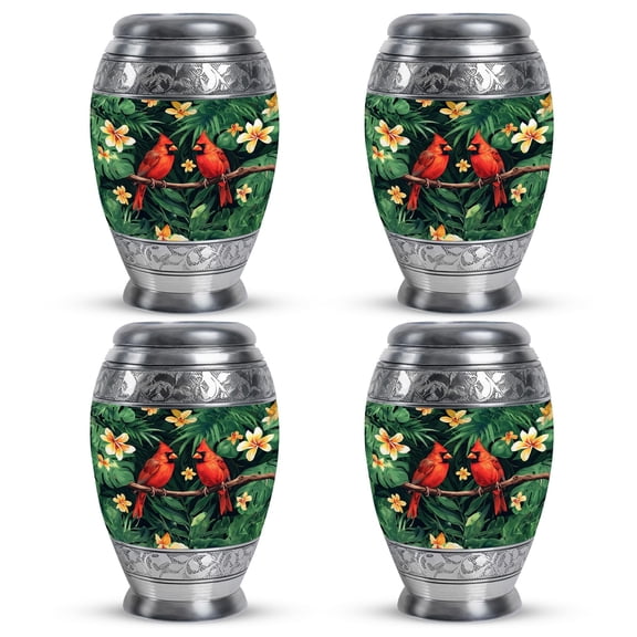 SUBSH Cardinal Urn Small - Small Urns for Human Ashes Keepsake - Burial Urns for Cremated Remains - Urns for Human Ashes Adult Male Dad - Urns for Human Ashes Adult Female Mom (3 inch Pack of 4)