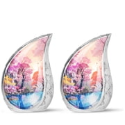 SUBSH Cherry Blossoms By The Lake - Urns For Human Ashes Adult - Urn For Human Ashes Medium Size - Small Urn For Ashes - Pack Of 2 - Miniature Urns For Human Ashes - Ashes Keepsake