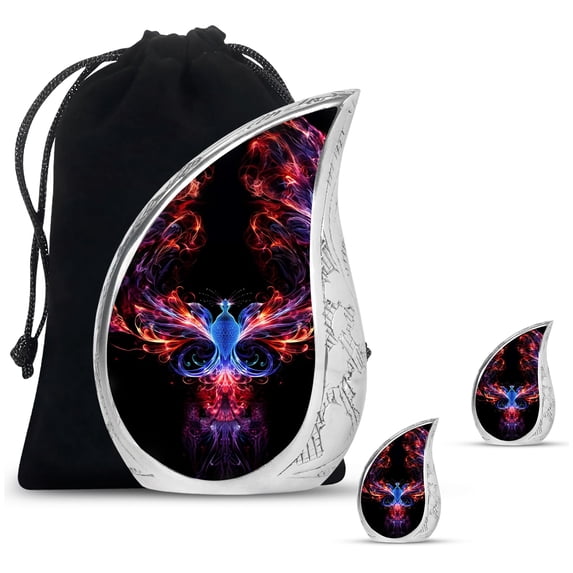 SUBSH Colorfull Phoenix - Small Keepsake Urns For Human Ashes - Urn For Human Ashes Adult Male - Urn Human Ashes Large - Combo 1 Large & 2 Small - Urns Ashes Adult