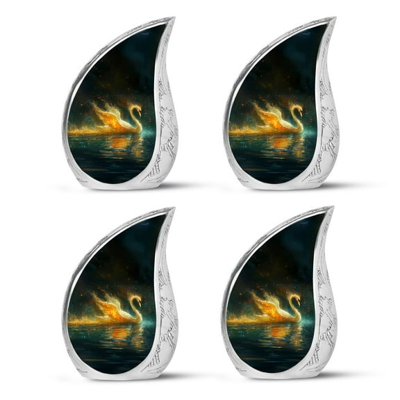 SUBSH Cosmic Fire Swan - Cremation Urn For Adults - Urns Human Ashes Adult - Urns For Woman Human Ashes - Pack Of 4 - Ashes Keepsake Urn - Urns For Ashes Adult Male - Urns For Ashes Adult