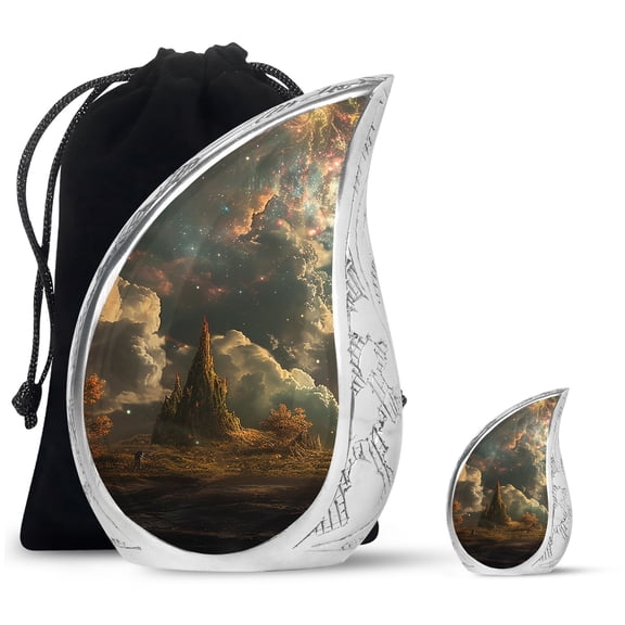 SUBSH Cosmic Frontier Where Earth Meets The Universe - Adult Urns - Urns For Human Ashes - Adult Burial Urns - Combo 1 Large & 1 Small - Urn For Ashes For Women Small - Urns For Human Ashes