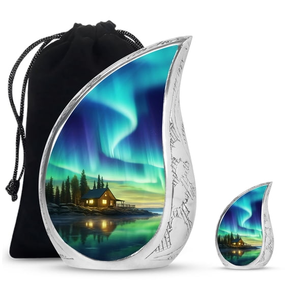 SUBSH Cosmic Symphony Above The Lakeside Cabin - Burial Urns For Adult Human Ashes - Urns For Infant Ashes - Urns For Human Ashes - Combo 1 Large & 1 Small - Urn For Human Ashes Adult Men
