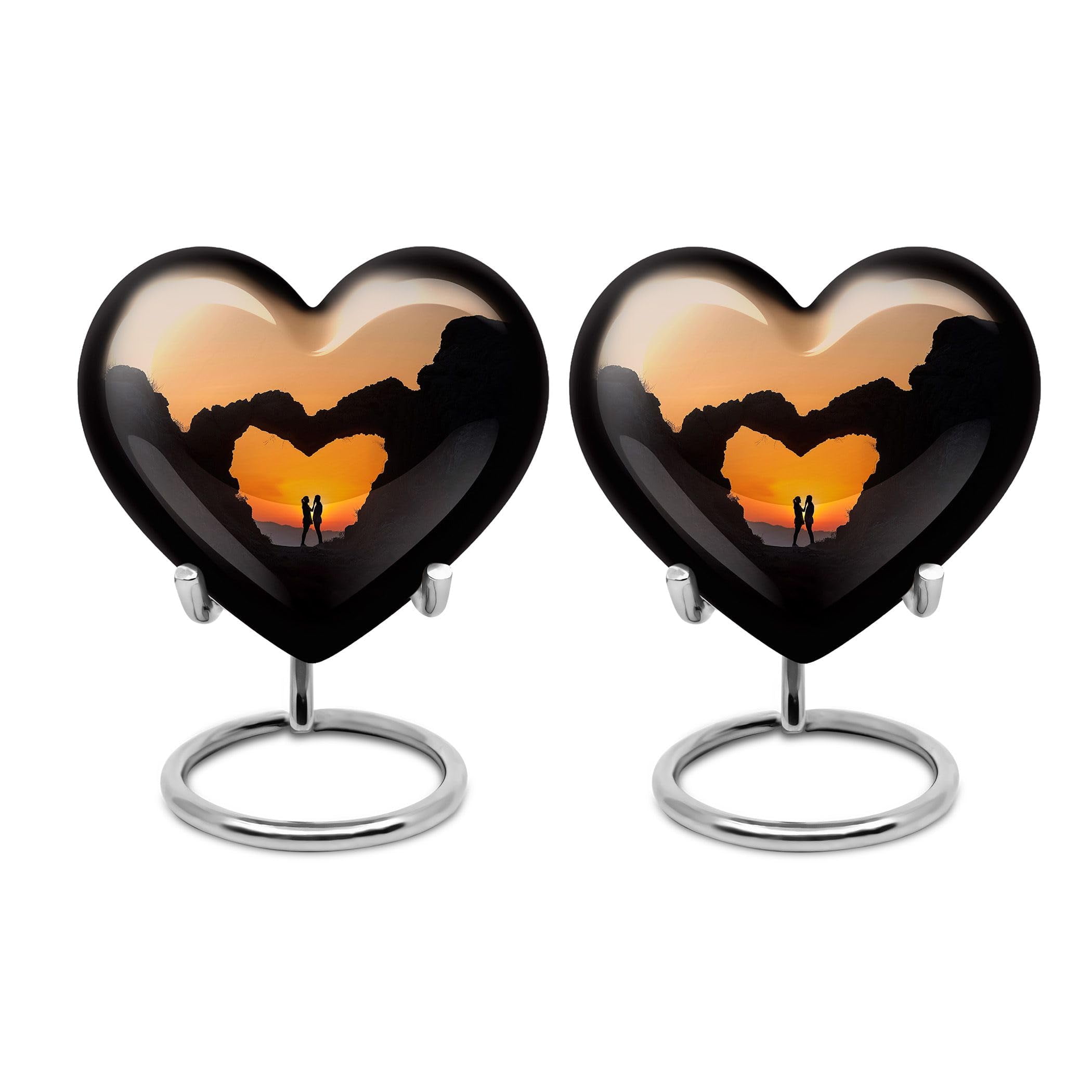 SUBSH Couples Urn - Heart Shaped Urns for Human Ashes - Urn for Human Ashes - Funeral Cremation Urns for Ashes - Ash Urns for Humans - Companion Urn (Size - 3 inch Pack of 2)