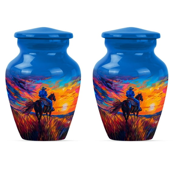 SUBSH Cowboy Urn - Keepsake Urn - Ash Urns for Humans - Cremation Memorial - an Urn for Ashes - Cremation Companion Urns (3 inch Pack of 2)